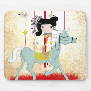 Carousel bird horse doll kids decor light mousepad
