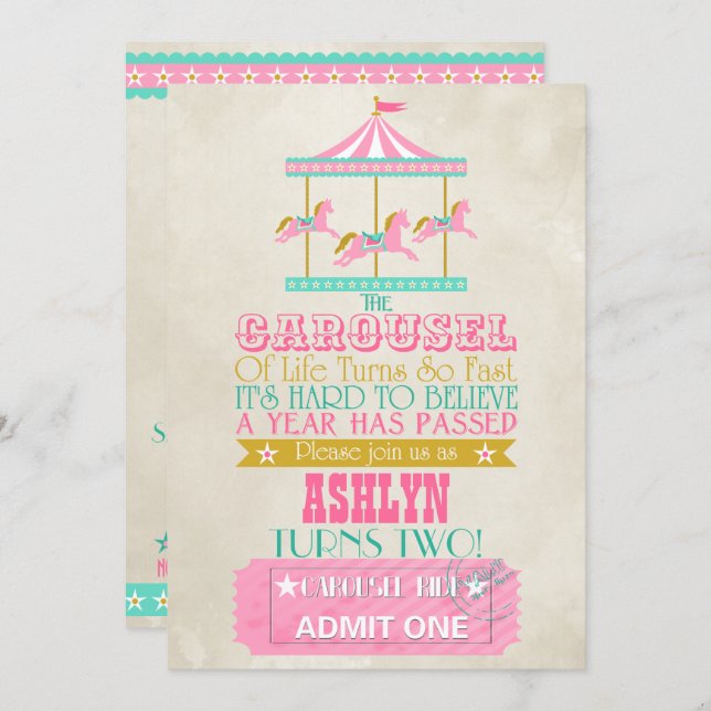Carousel Birthday Invitation (Front/Back)