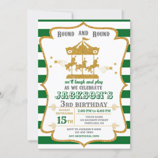 Carousel birthday invitation Amusement park invite