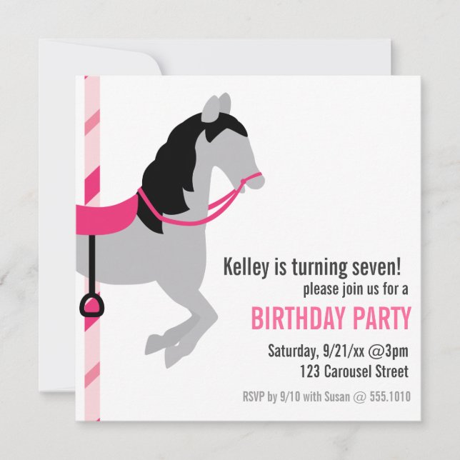 Carousel Birthday Party Invitation (Front)