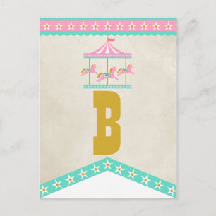 Carousel Birthday Party Pennant Bunting Postcard