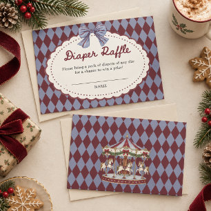 Carousel Bow Christmas Baby Shower Diaper Raffle Enclosure Card