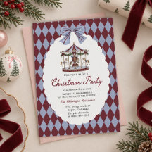 Carousel Bow Christmas Party Invitation
