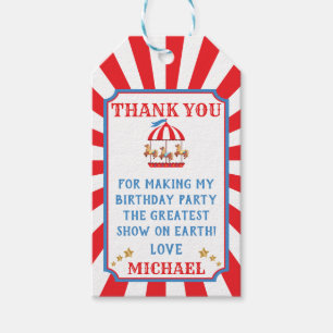 Carousel Circus Carnival Birthday Favour Gift Tag