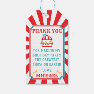Carousel Circus Carnival Birthday Gift Favour Tag