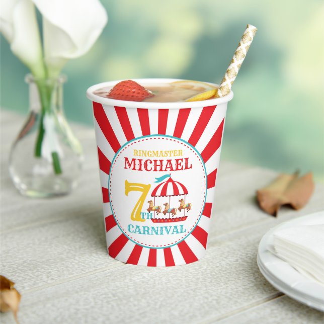 Carousel Circus Carnival Birthday Party Paper Cups (Insitu)