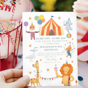 Carousel Circus Colour Carnival Birthday Invitatio Invitation
