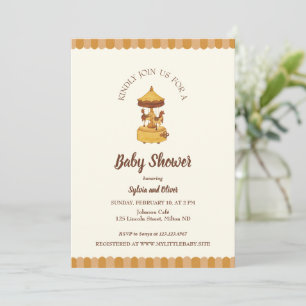 Carousel cute baby shower gender neutral invitation