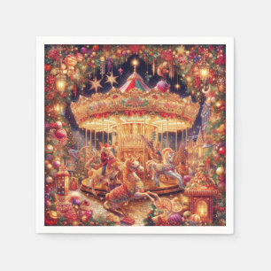 Carousel de Noël Serviettes en papier Joy' !