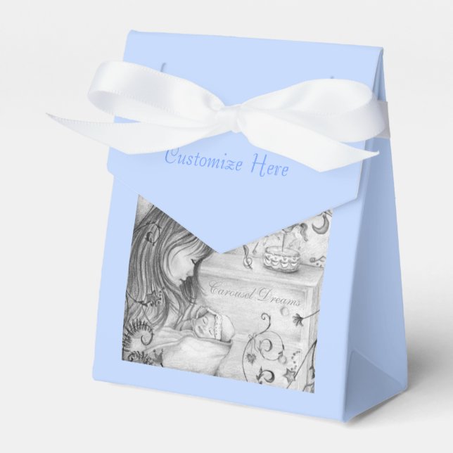 Carousel Dreams Baby Blue Favour Box (Front Side)