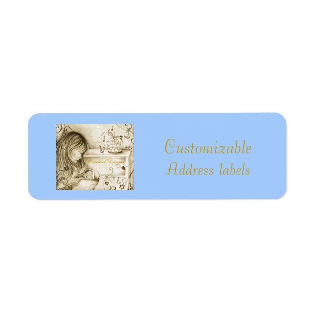 Carousel Dreams Blue Customizable Address Labels (Front)
