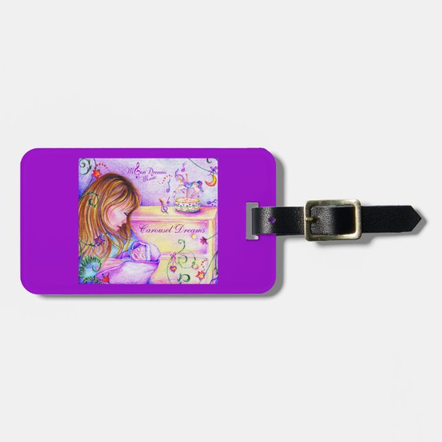 Carousel Dreams Luggage Tag with Leather Strap (Front Horizontal)