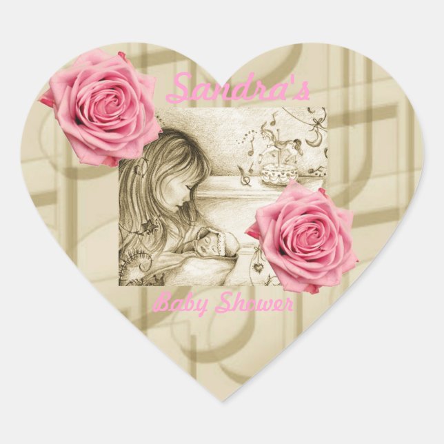 Carousel Dreams Pink Roses & Music Heart Stickers (Front)