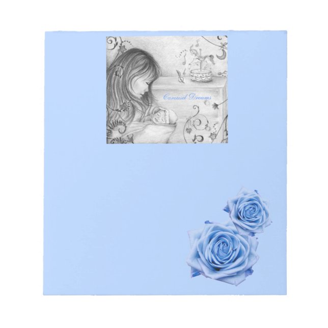 Carousel Dreams Roses bleus petit Bloc-notes (Devant)