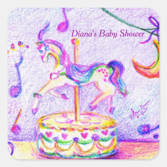 Carousel Dreams Small Square Stickers (Front)