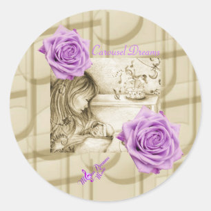 Carousel Dreams Vintage Rose rond Sticker
