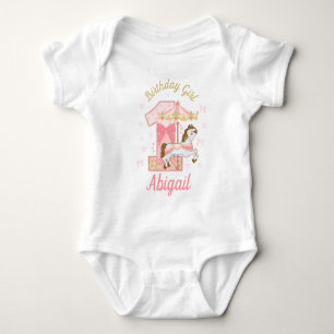 Carousel First Birthday Girl  Baby Bodysuit