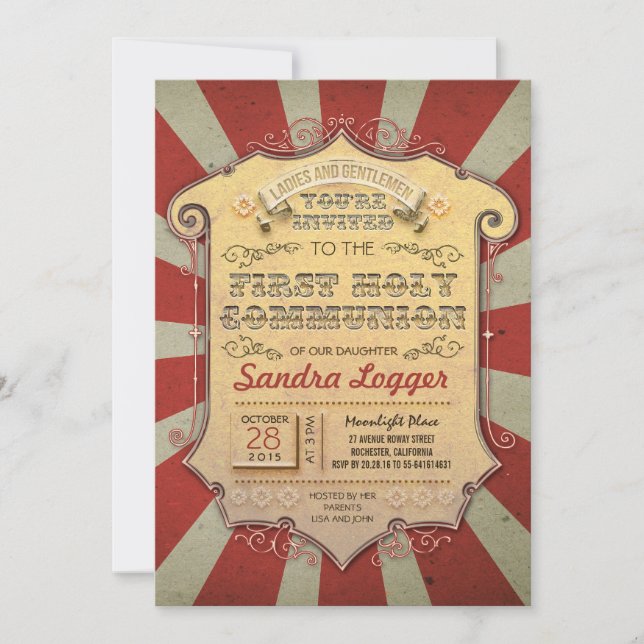 Carousel First Holly Communion Invitation (Front)