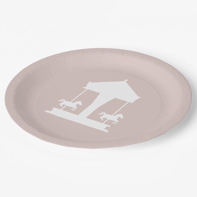 Carousel Floral Soft Pink Paper Plate (Angled)