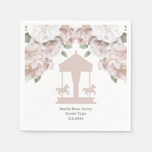 Carousel Floral Soft Pink Personalized Napkin