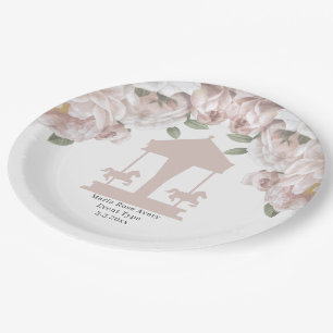Carousel Floral Soft Pink Personalized Paper Plate