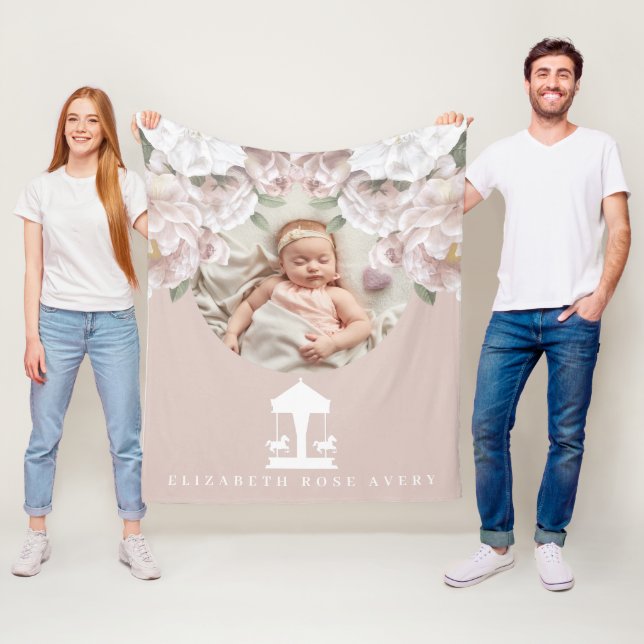 Carousel Floral Soft Pink Photo Fleece Blanket (In Situ)
