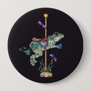 Carousel Frog 4 Inch Round Button