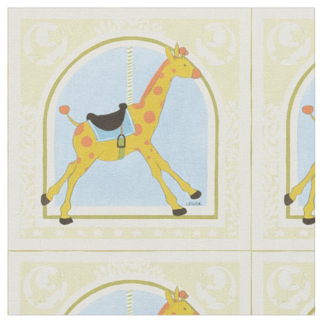 Carousel Giraffe by June Erica Vess Fabric (Close Up)