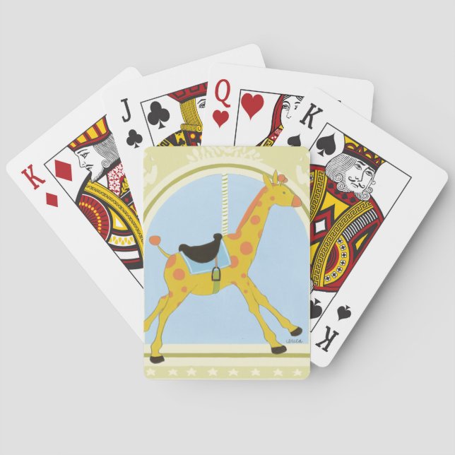 Carousel Giraffe by June Erica Vess Playing Cards (Back)