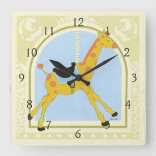 Carousel Giraffe by June Erica Vess Square Wall Clock