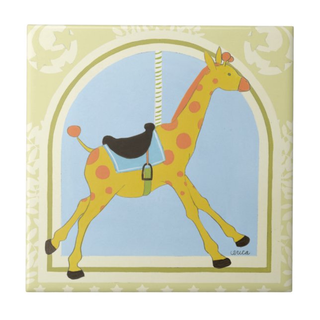 Carousel Giraffe by June Erica Vess Tile (Front)