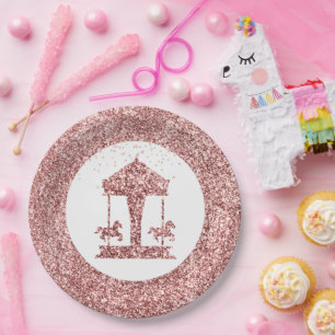 Carousel Glitter Birthday Paper Plate