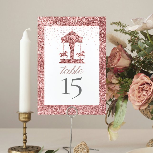 Carousel Glitter Birthday  Table Number (Creator Uploaded)