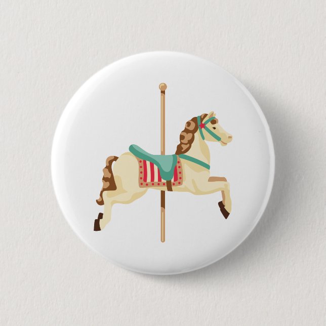 Carousel Horse 2 Inch Round Button (Front)