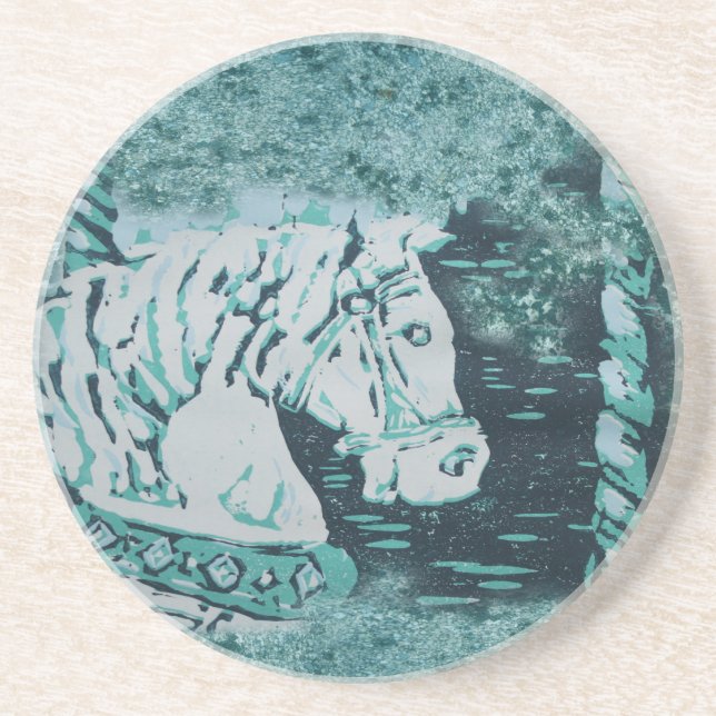 Carousel Horse Aquamarine Coaster (Front)