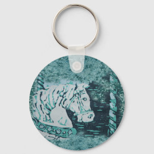Carousel Horse Aquamarine Keychain