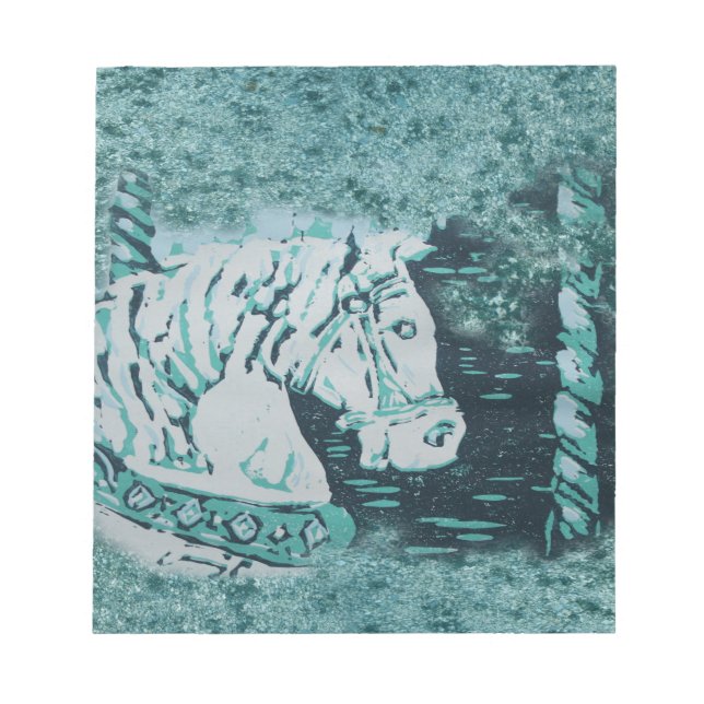 Carousel Horse Aquamarine Notepad (Front)