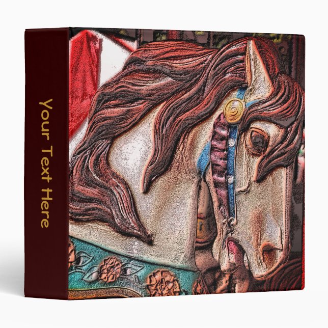 Carousel Horse Art Personalized Binder (Front/Spine)