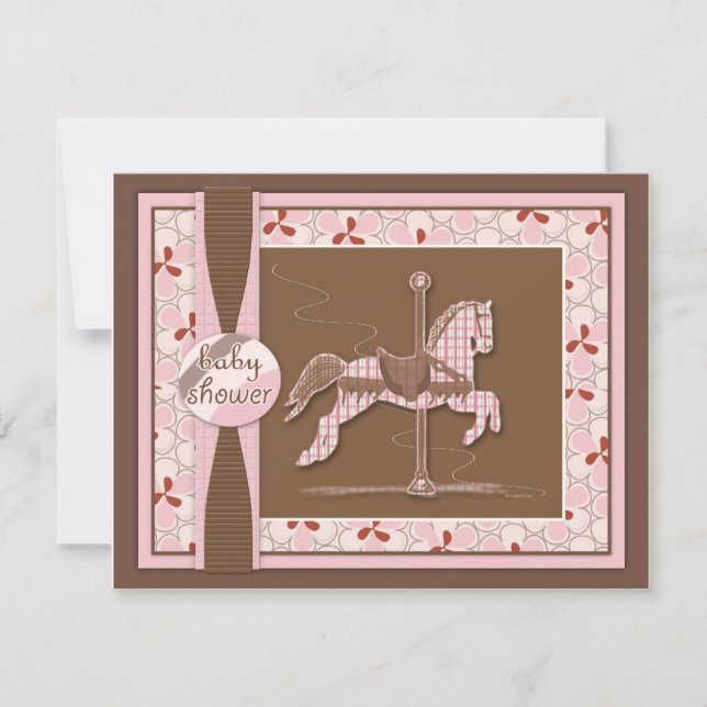 Carousel Horse Baby Girl Shower Invitation (Front)