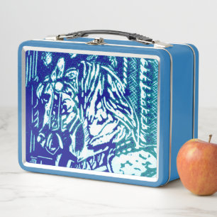Carousel Horse Blues Metal Lunch Box