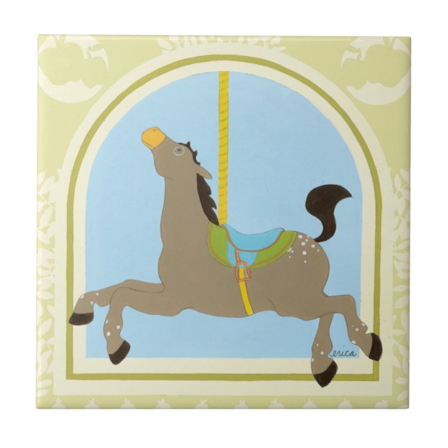 Carousel Horse by June Erica Vess Tile (Front)
