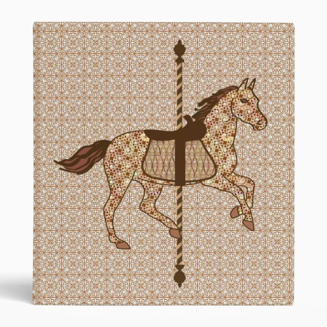 Carousel Horse - Chocolate Brown and Tan Binder (Front)