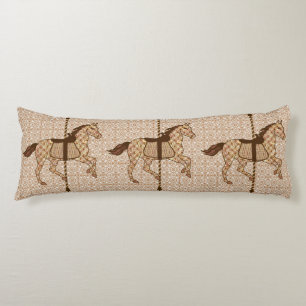Carousel Horse - Chocolate Brown and Tan Body Pillow