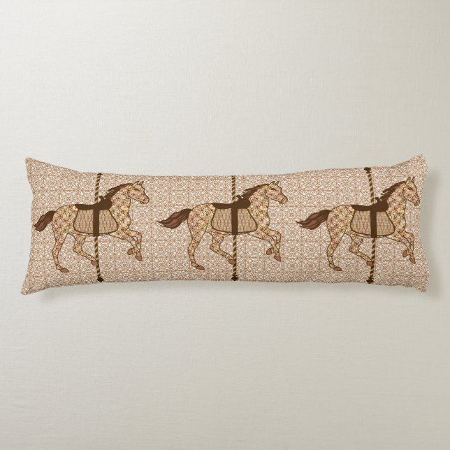 Carousel Horse - Chocolate Brown and Tan Body Pillow (Front)