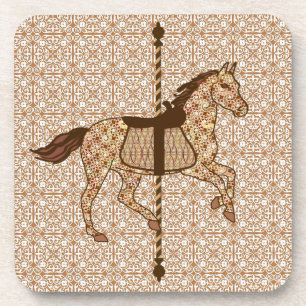 Carousel Horse - Chocolate Brown and Tan Coaster