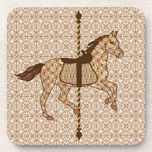 Carousel Horse - Chocolate Brown and Tan Coaster (Front)