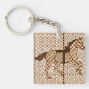 Carousel Horse - Chocolate Brown and Tan Keychain