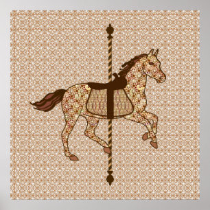 Carousel Horse - Chocolate Brown and Tan Poster