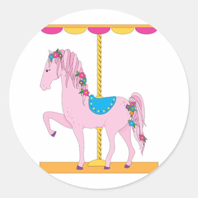 Carousel Horse Classic Round Sticker (Front)