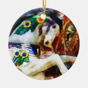 Carousel Horse Closeup Ceramic Ornament